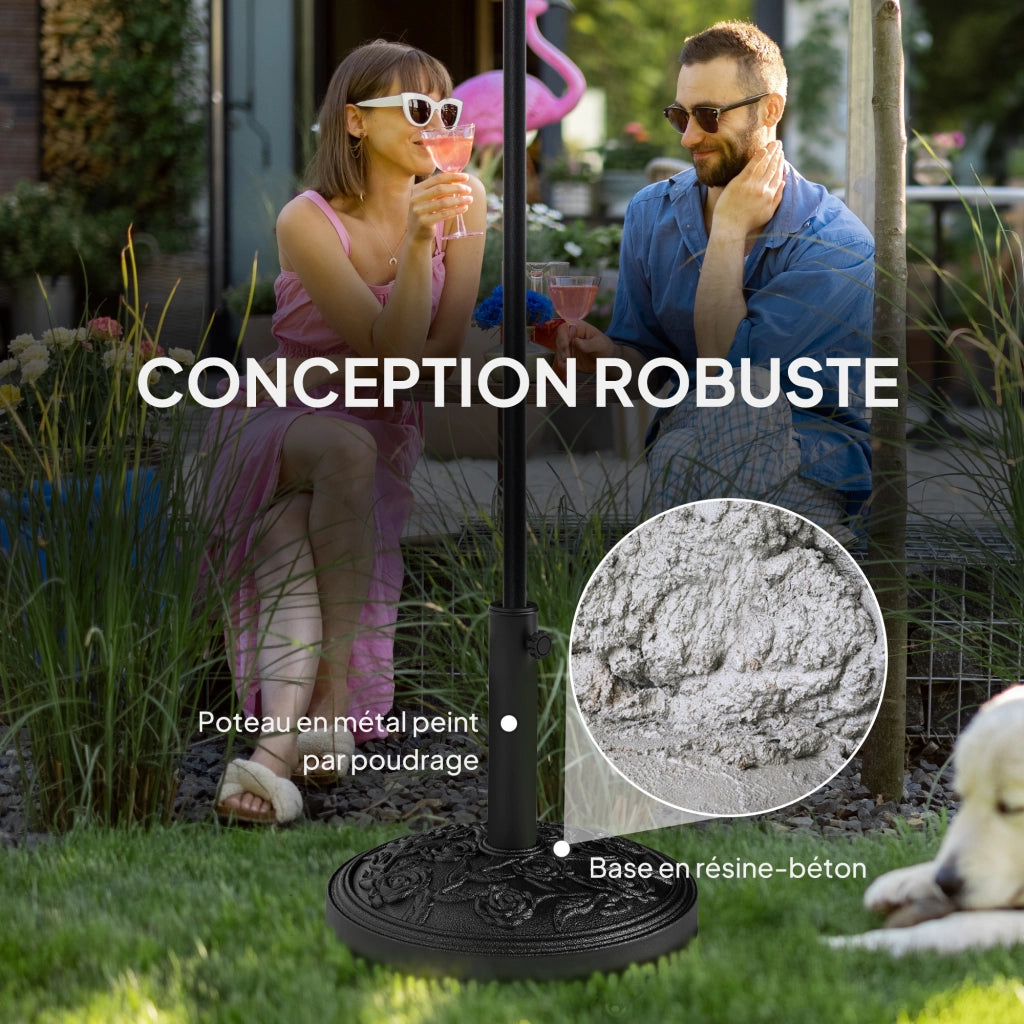 Socle Parasol Esterno in Resina 21 kg ¨C zephmum ¨C Nero, ? 49x42 cm, per mastro ?32/38/48 mm, con ruote
