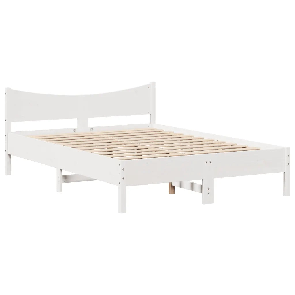 Giroletto con Testiera Bianco 140x200 cm Legno Massello di Pino