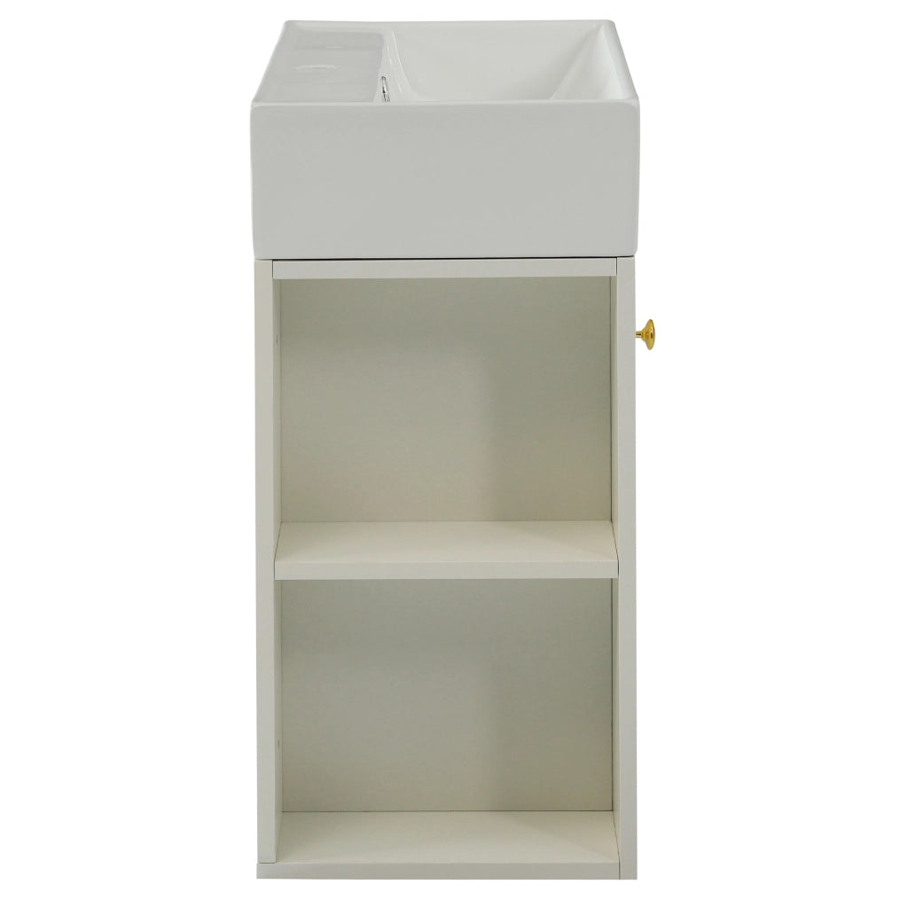 Mobile bagno con lavabo; design tridimensionale; piano integrato; truciolato bianco