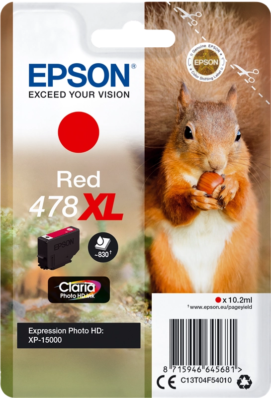 Epson Squirrel Singlepack Red 478XL Claria Photo HD Ink