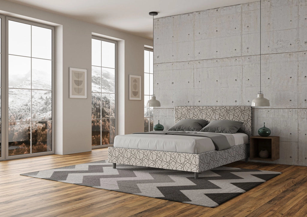 Letto Matrimoniale 160x210 cm con Rete Adele Era 02 Grigio