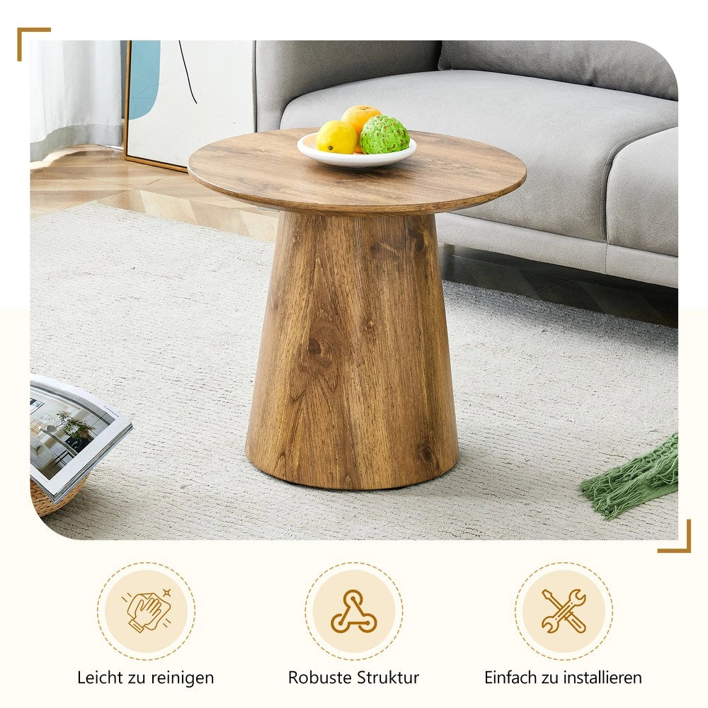 Tavolino da Caff¨¨ Rotondo ¨C MINIMAL ¨C MDF Effetto Legno Naturale, ?50x48 cm