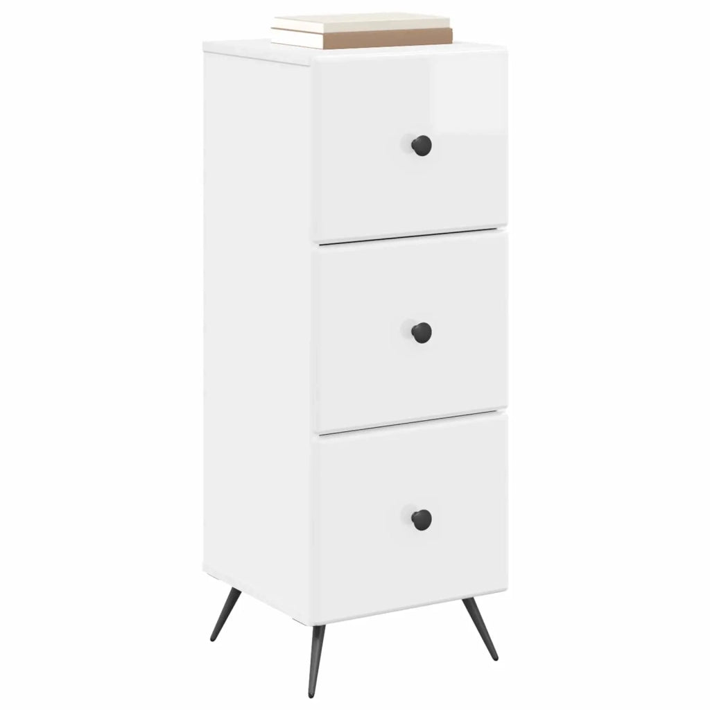 Mobile con Cassetti Bianco Lucido 33 x 34,5 x 90 cm 895539