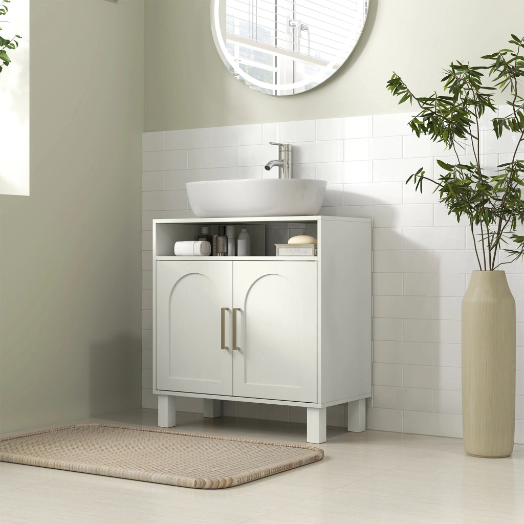 Mobile Sottolavabo Bagno ¨C zephmum ¨C Armadietto 2 Ante con Ripiano Regolabile 60x30x63 Bianco