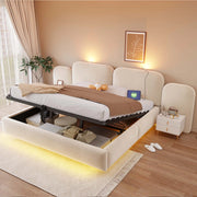 letto imbottito velluto beige 180 x 200 cm