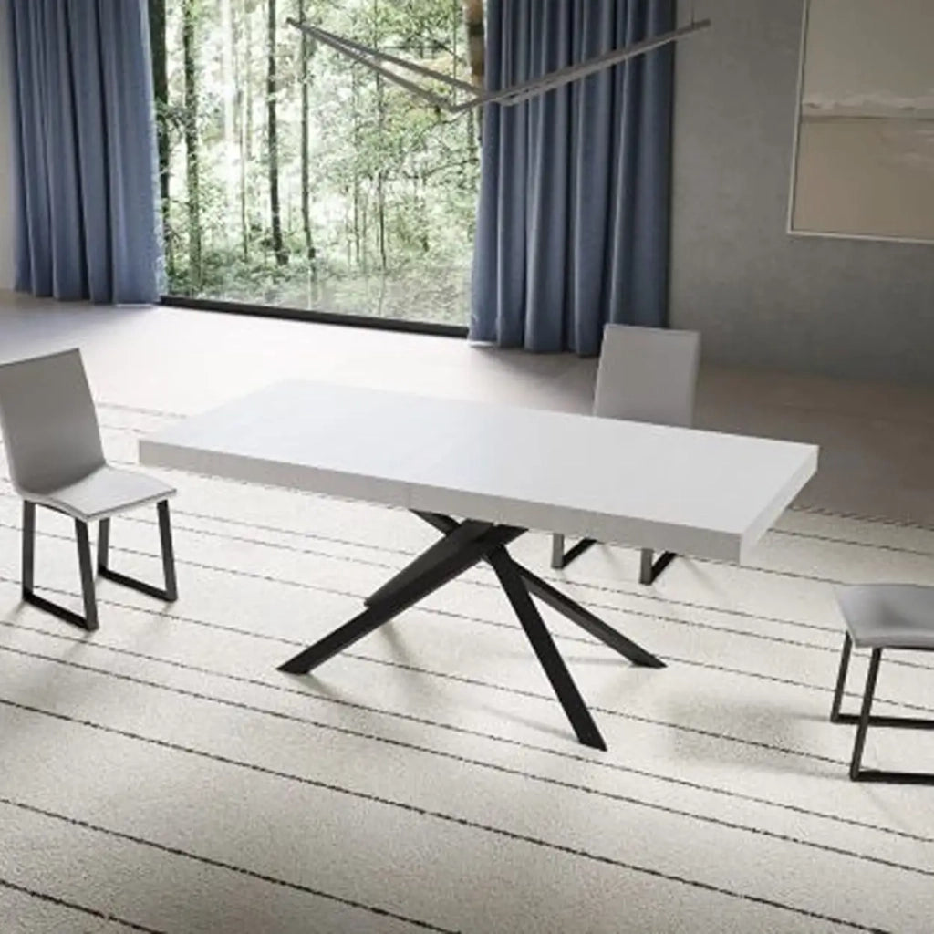 Tavolo allungabile 200/460x90 cm Niket colore bianco frassino gambe antracite