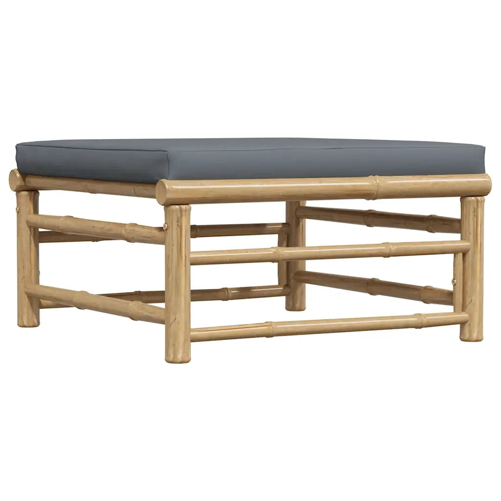 Poggiapiedi da Giardino con Cuscini Grigio Scuro in Bamb¨´ CFW2455886
