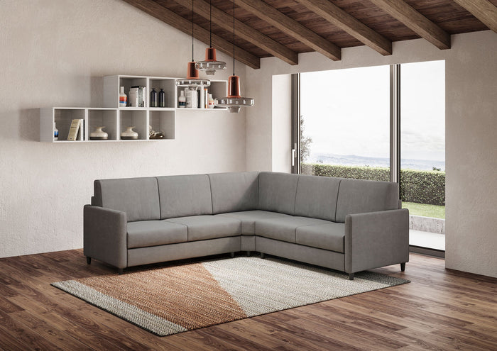Divano Angolare 5 Posti 221x221x85 cm Karay in Tessuto Grigio