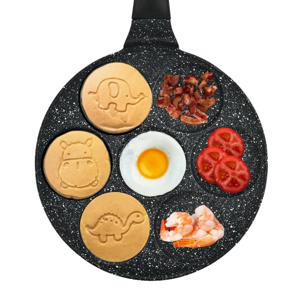 Trade Shop - Padella Antiaderente Per Pancake Uova Cialde Con 7 Stampi Forme Animali Rotonde 624391 -