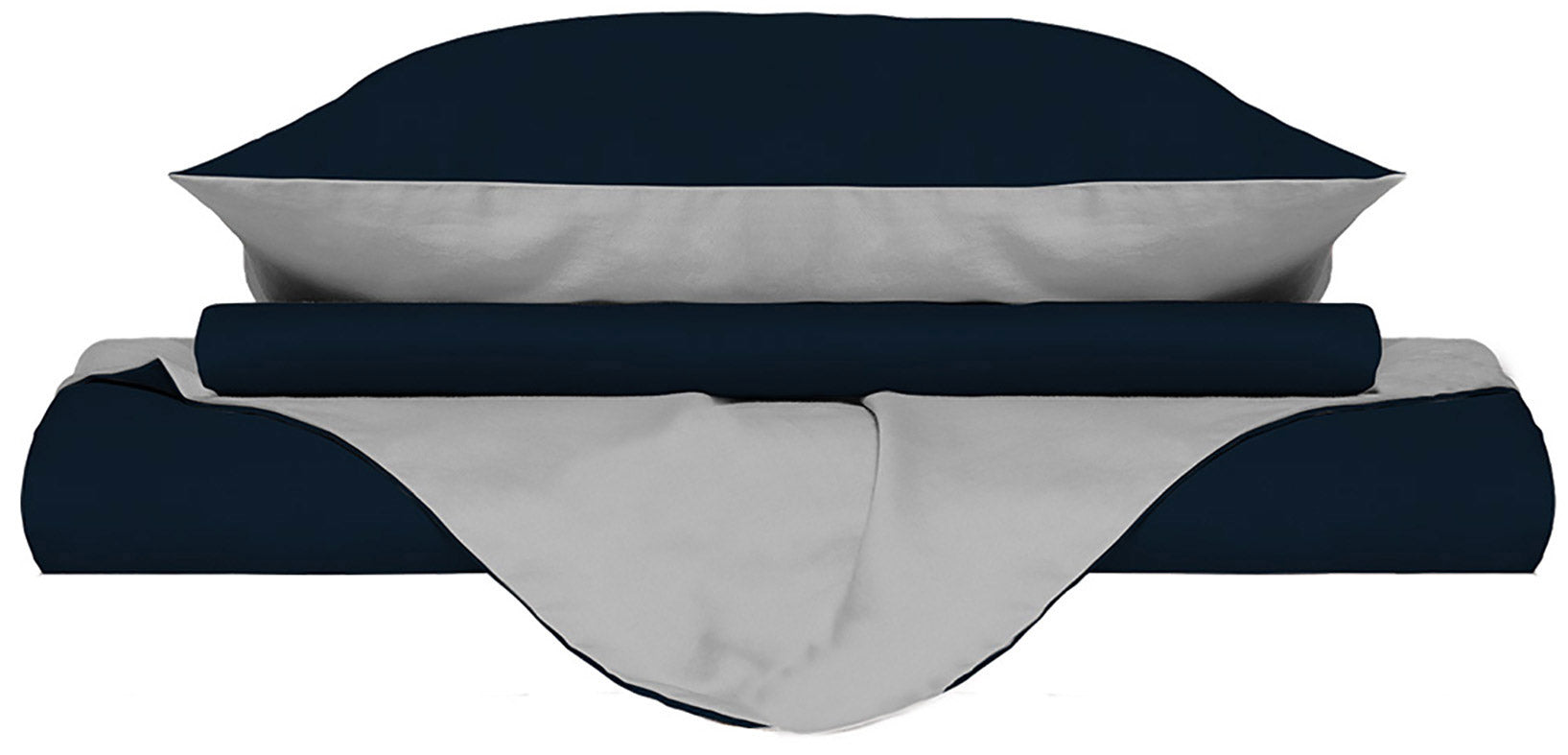 Copripiumino con Sacco e Federe Doubleface Blu Scuro/Grigio Chiaro 1 Piazza e Mezzo