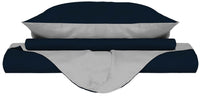 Copripiumino con Sacco e Federe Doubleface Blu Scuro/Grigio Chiaro 1 Piazza e Mezzo