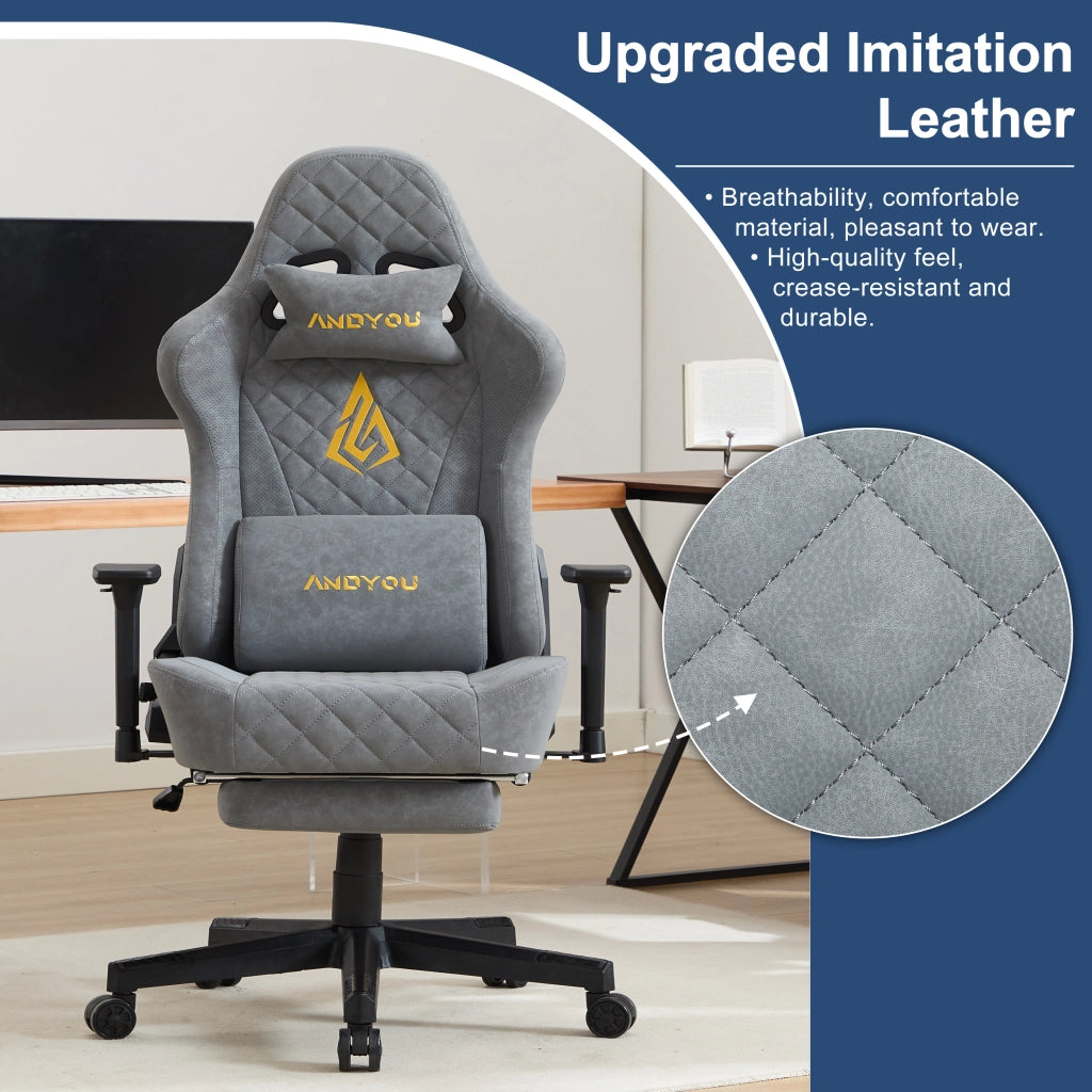Sedia da Gaming Ergonomica Vintage ¨C Xylo ¨C Ecopelle PU Grigio