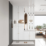 Set Ingresso con Scarpiera, Panca e Appendiabiti ¨C MINIMAL ¨C Bianco, 4 Ganci, 6 Ante, 2 Cassetti, 110x180x37 cm