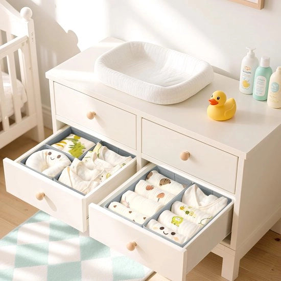 Organizzatore di Cassettoni di Abbigliamento per Bambini - Cassetto per Cassettoni, Cassetti per Abbigliamento, 10 Pezzi di Abbigliamento per Bambini, Pantaloni, Calze, Grigio
