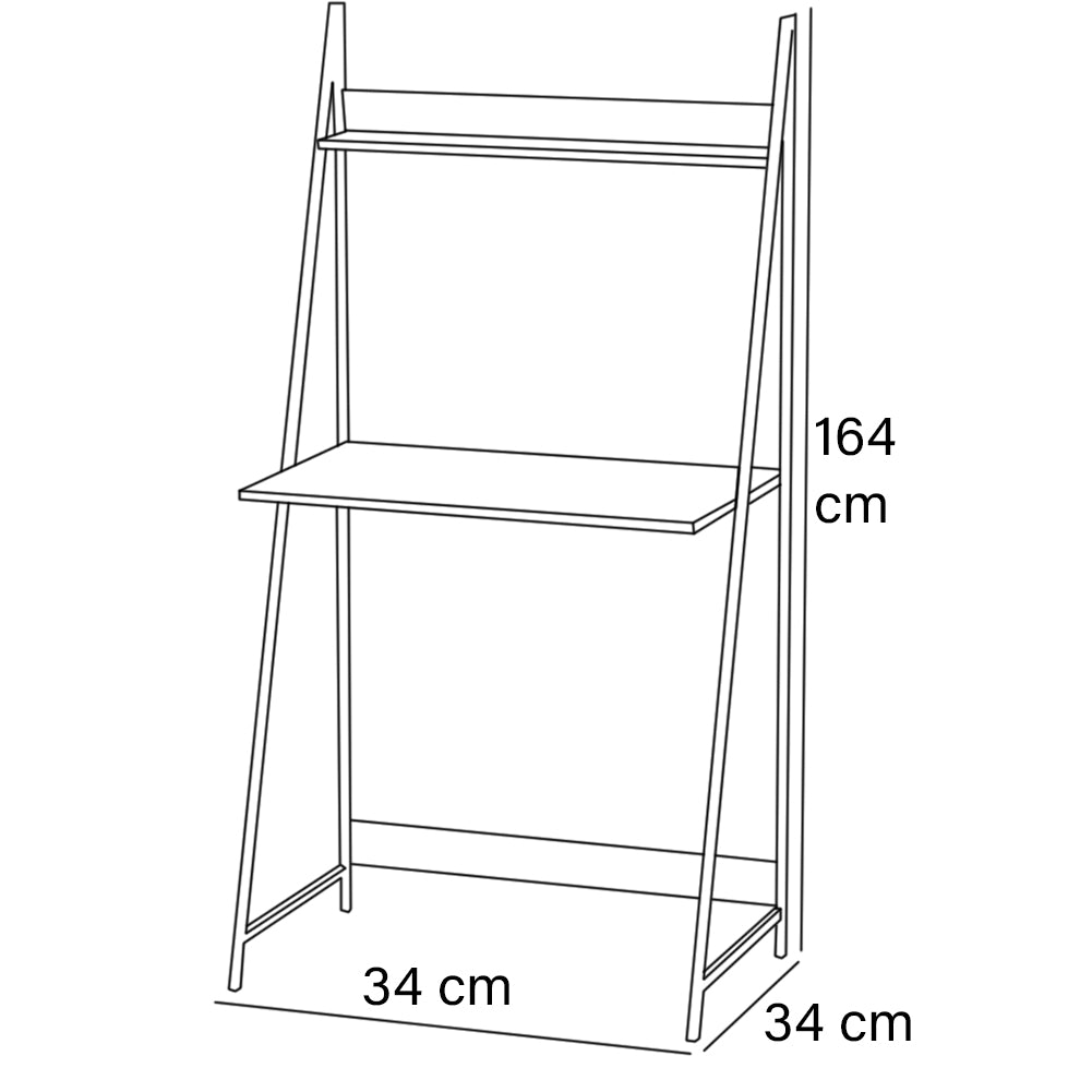Scrivania a 2 Ripiani Design Industrial Casa Ufficio Legno e Metallo 34x34x164cm