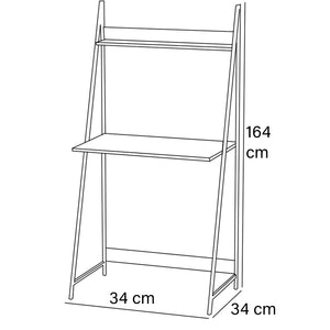 Scrivania a 2 Ripiani Design Industrial Casa Ufficio Legno e Metallo 34x34x164cm