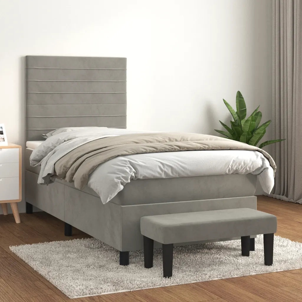 Giroletto a Molle con Materasso Grigio Chiaro 80x200 cm Velluto 3137869
