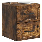 Comodino | Armadio da Notte | Mobiletto da notte a muro Rovere Fumo 34,5 x 33 x 40 cm