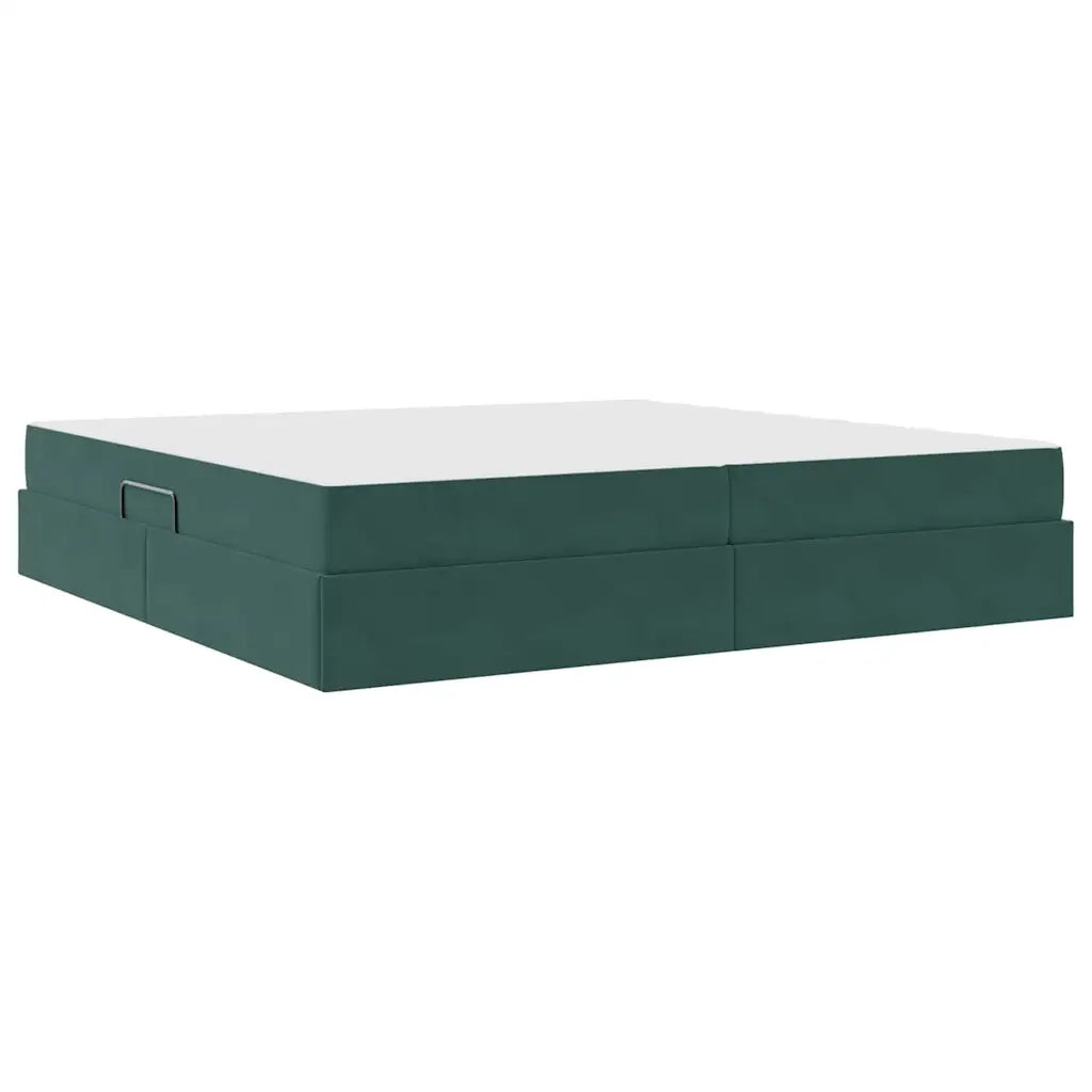 Letto con contenitore e materasso Verde Scuro 200 x 200 cm