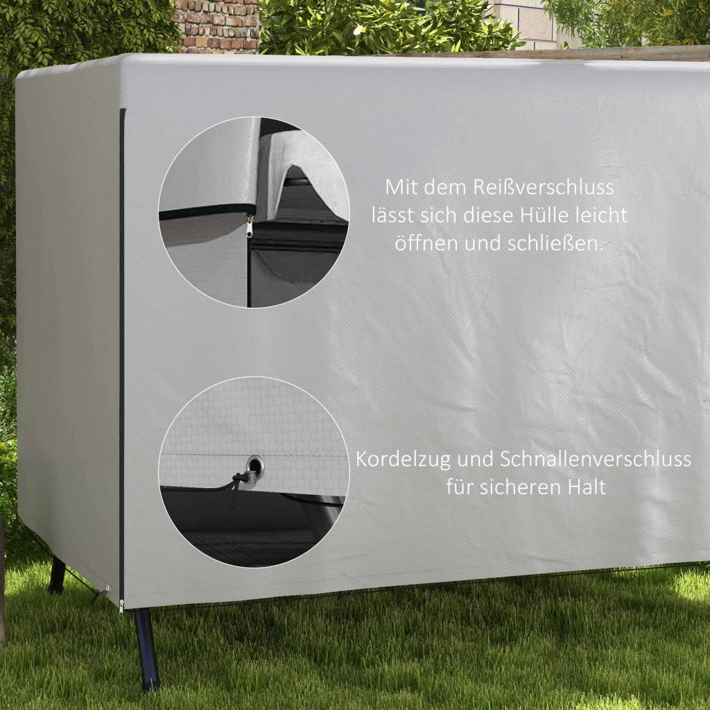 Copertura per mobili da giardino impermeabile con zip e cinghia con fibbia in polietilene grigio 215 × 155 × 150 cm