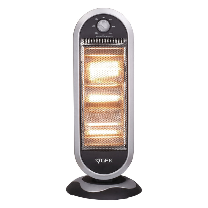 Stufa Elettrica Oscillante 1200W 3 Elementi Alogena Basso Consumo 31x31 H 71cm