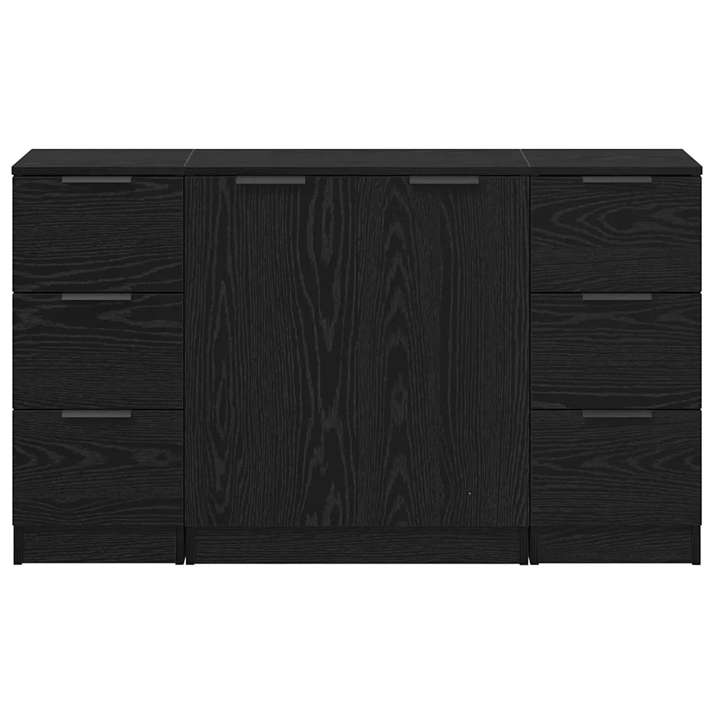 vidaXL Credenza 3 pcs Rovere nero 121 x 30 x 70 cm Legno multistrato