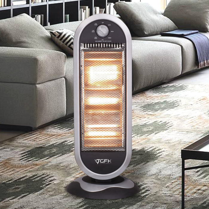 Stufa Elettrica Oscillante 1200W 3 Elementi Alogena Basso Consumo 31x31 H 71cm