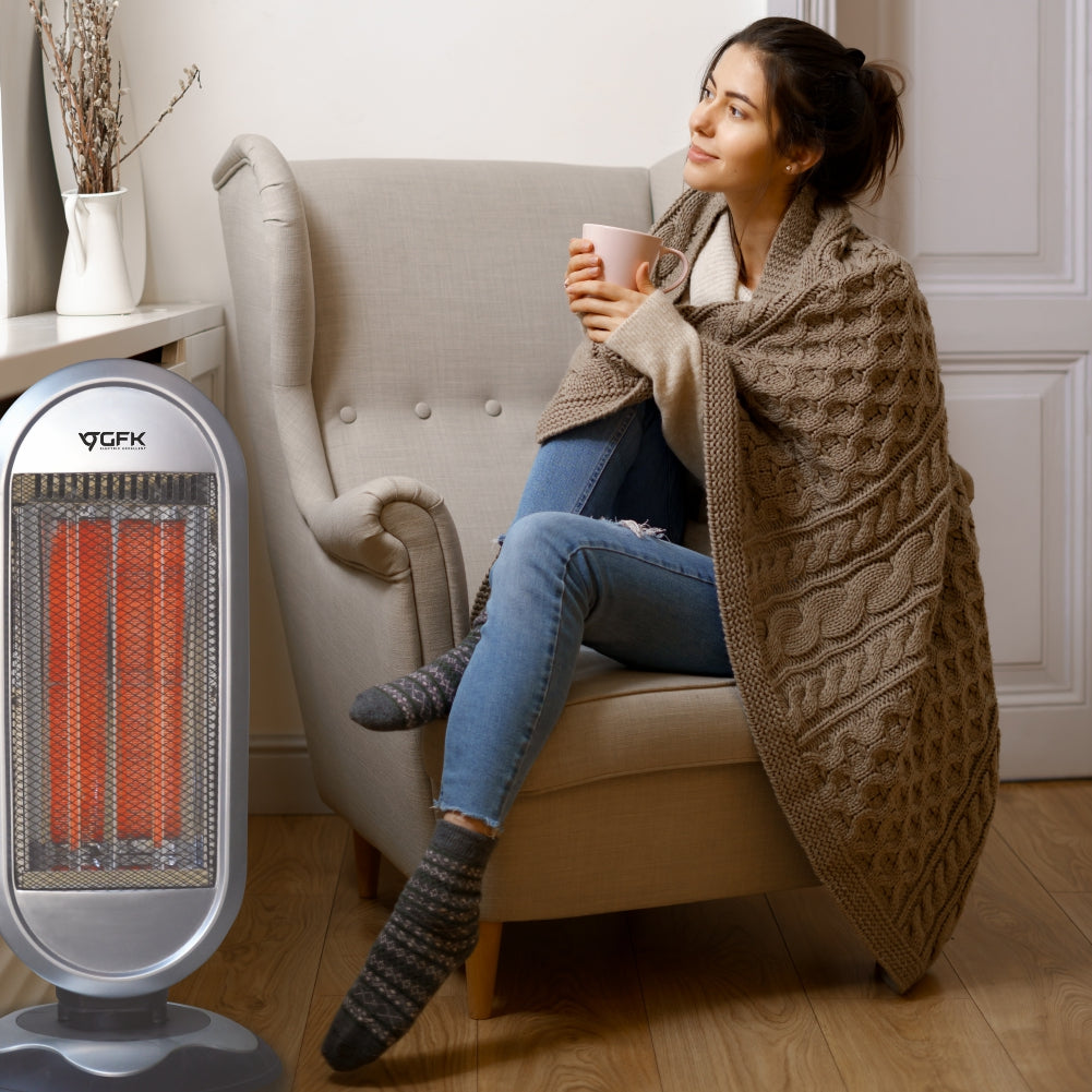 Stufa Elettrica al Carbonio 2 Livelli di Potenza H 61 cm Oscillante 900Watt