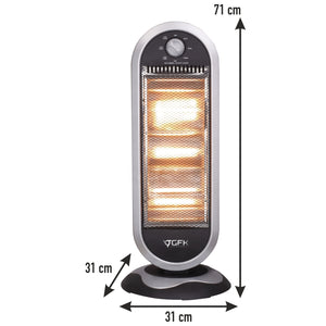 Stufa Elettrica Oscillante 1200W 3 Elementi Alogena Basso Consumo 31x31 H 71cm