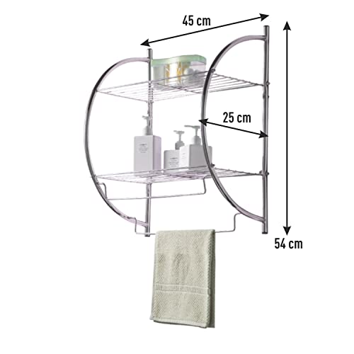Porta Asciugamani Bagno Mensola da Parete in Acciaio 2Mensole Porta Oggetti Bagno