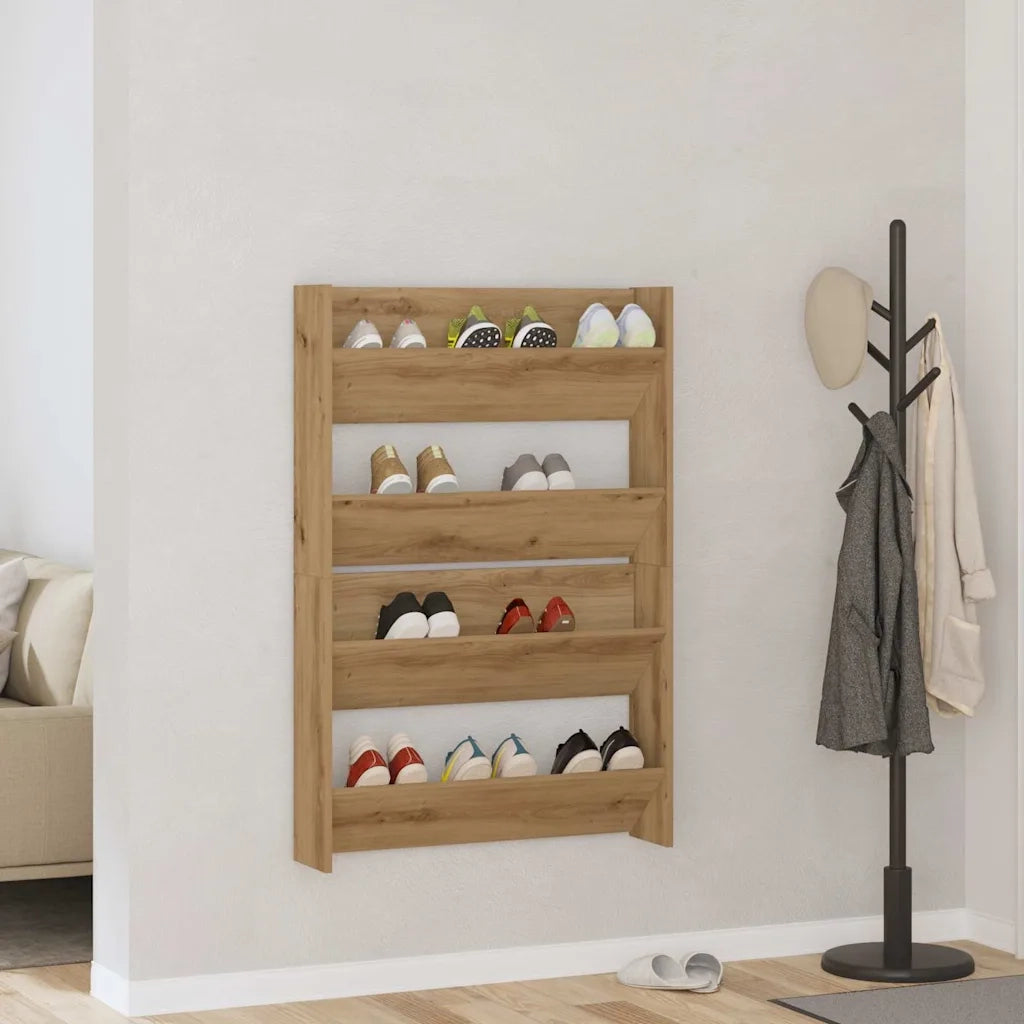 vidaXL Armadi per scarpe da muro 2 pcs rovere artigianale