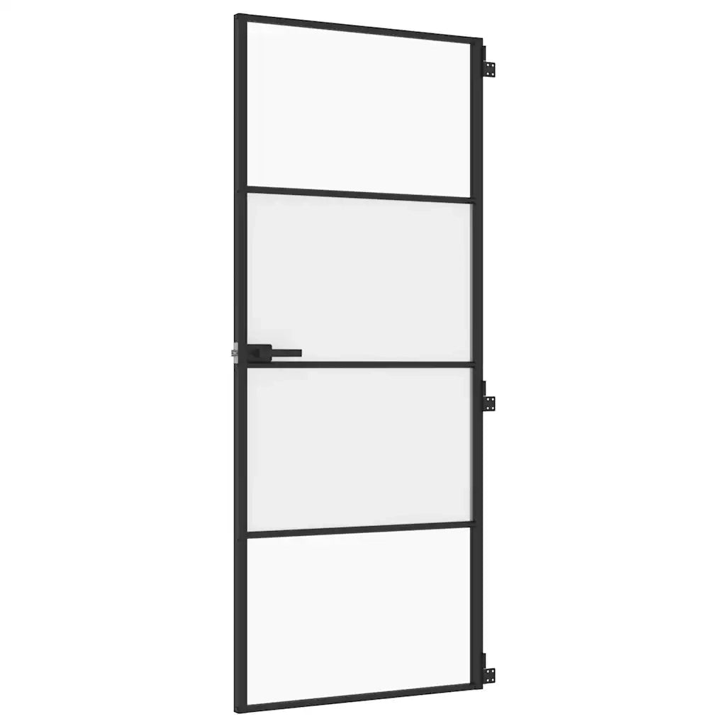 Porta per Interni Nera 83x201,5cm Vetro Temperato e Alluminiocod mxl 131717