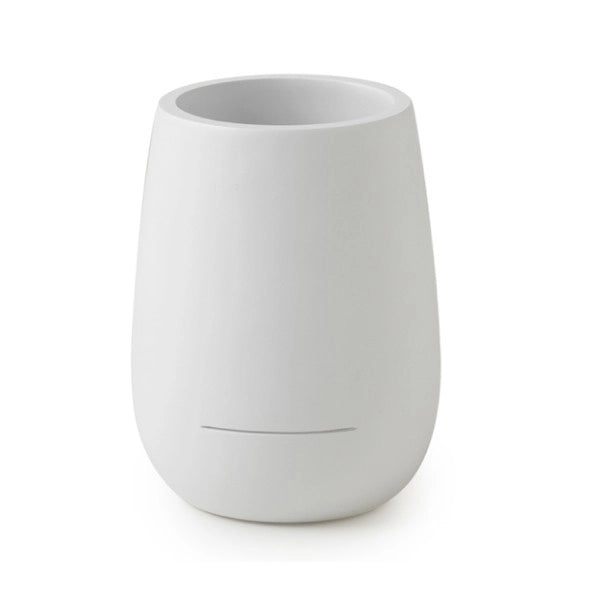 PORTA SPAZZOLINI DA APPOGGIO IN RESINA BIANCA MODELLO KIRA - DIM. CM (LXPXH): 8,5X8,5X11 - BIANCO MATTO  - GDY