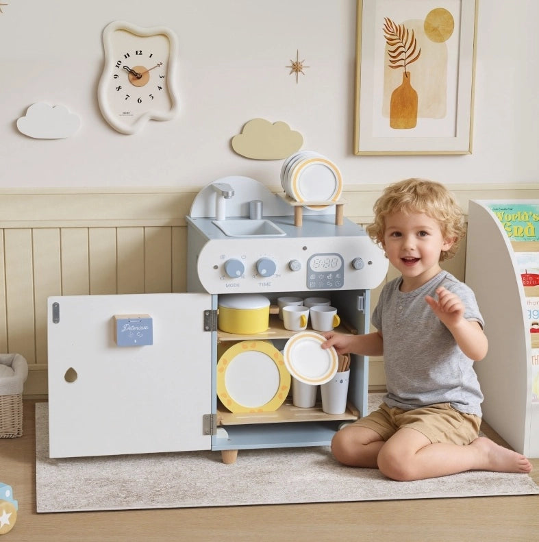 Cucina con lavello per bambini 36x26x52 cm in legno blu –