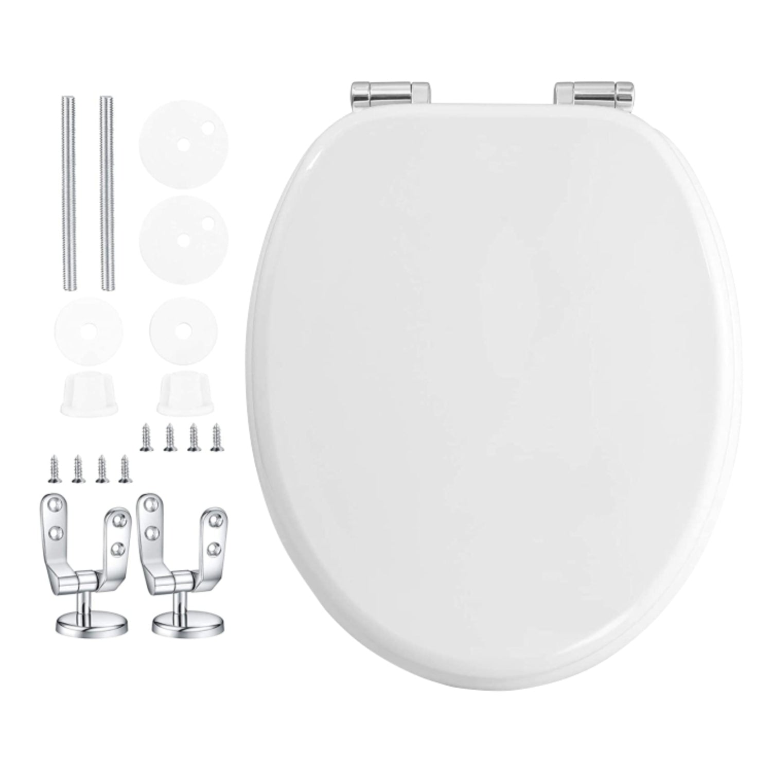 Copri Water Tavoletta WC Universale Legno Mdf Cerniere Cromate Antiruggine