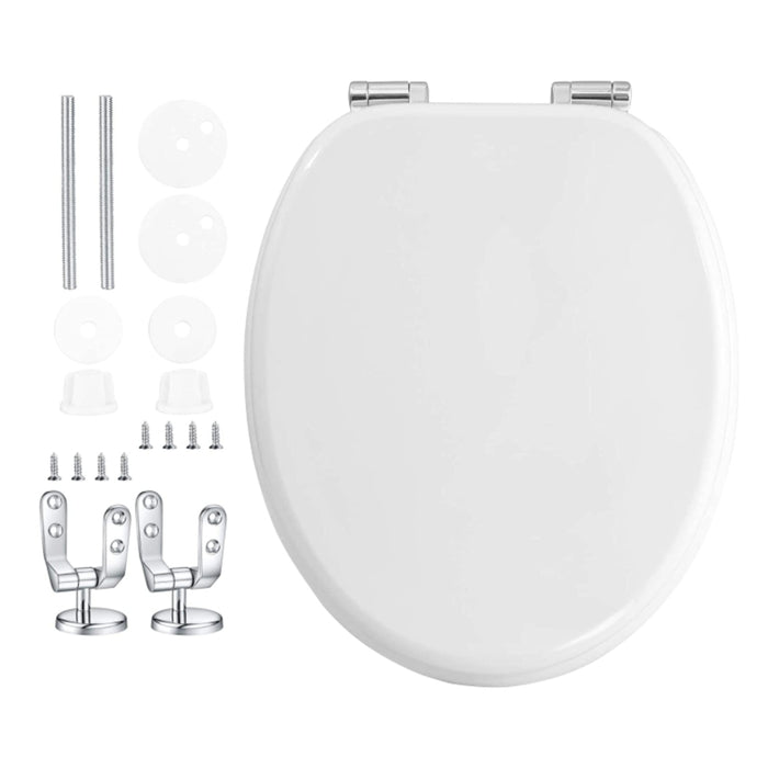 Copri Water Tavoletta WC Universale Legno Mdf Cerniere Cromate Antiruggine