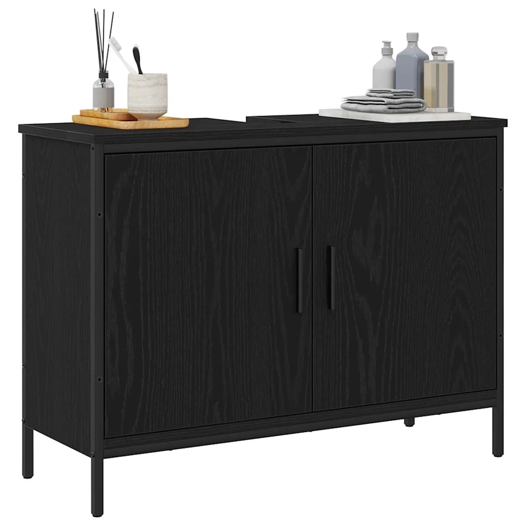 Armadio per Lavabo da Bagno Rovere Nero 80 x 30 x 60 cm 863119