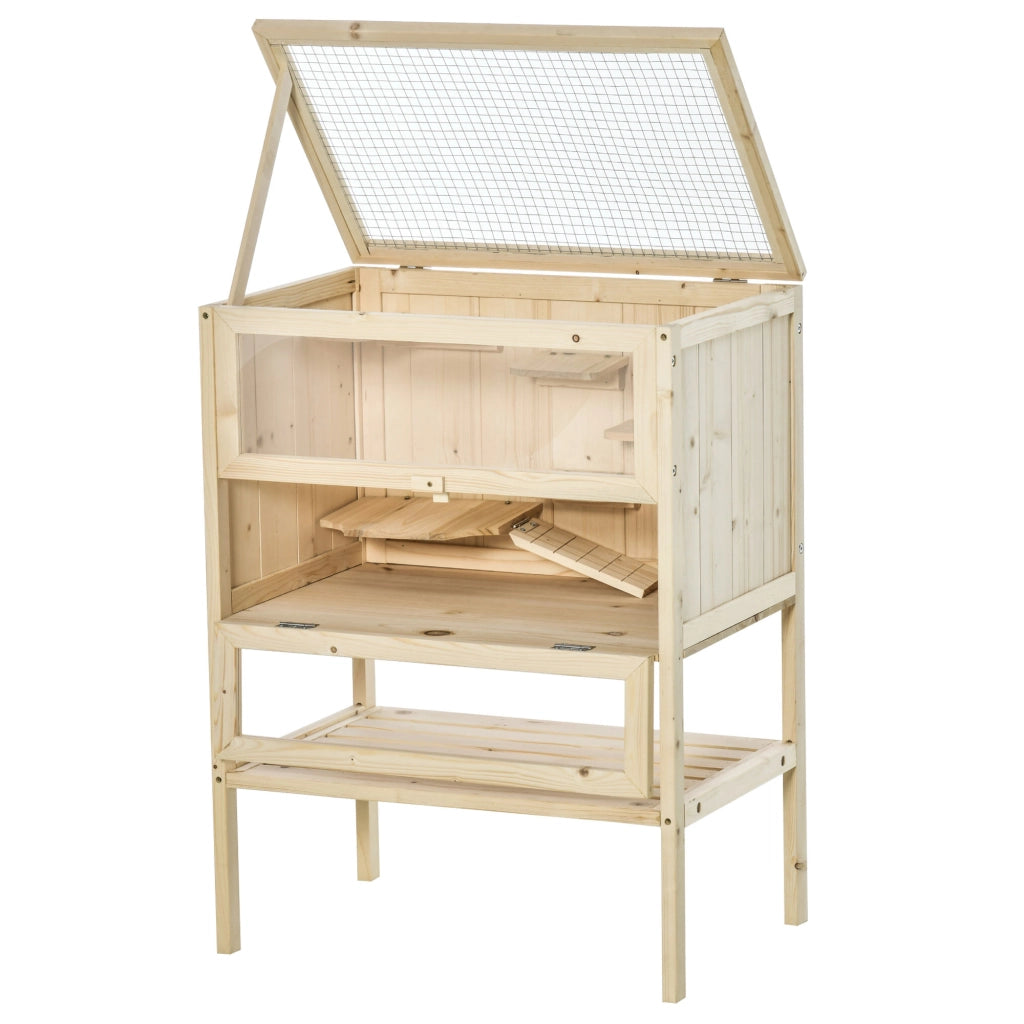 Casetta per Criceti e Topi con 5 Piattaforme ¨C zephmum ¨C Legno Naturale 60x40x80 cm