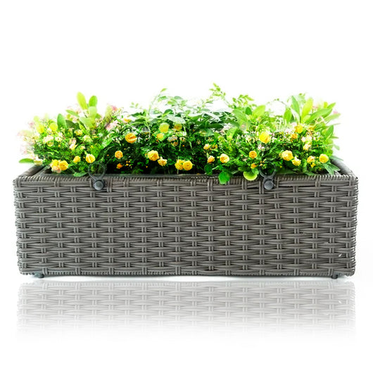 Fioriera Vaso da Giardino Esterno Balcone in Rattan Marrone 54 x 22 x 17 cm