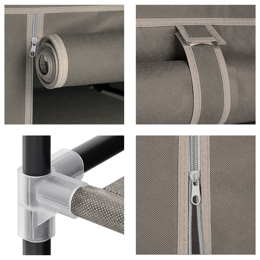 Scarpiera Salvaspazio Struttura Metallo Rivestimento TNT Porta Scarpe Antipolvere Ecrù