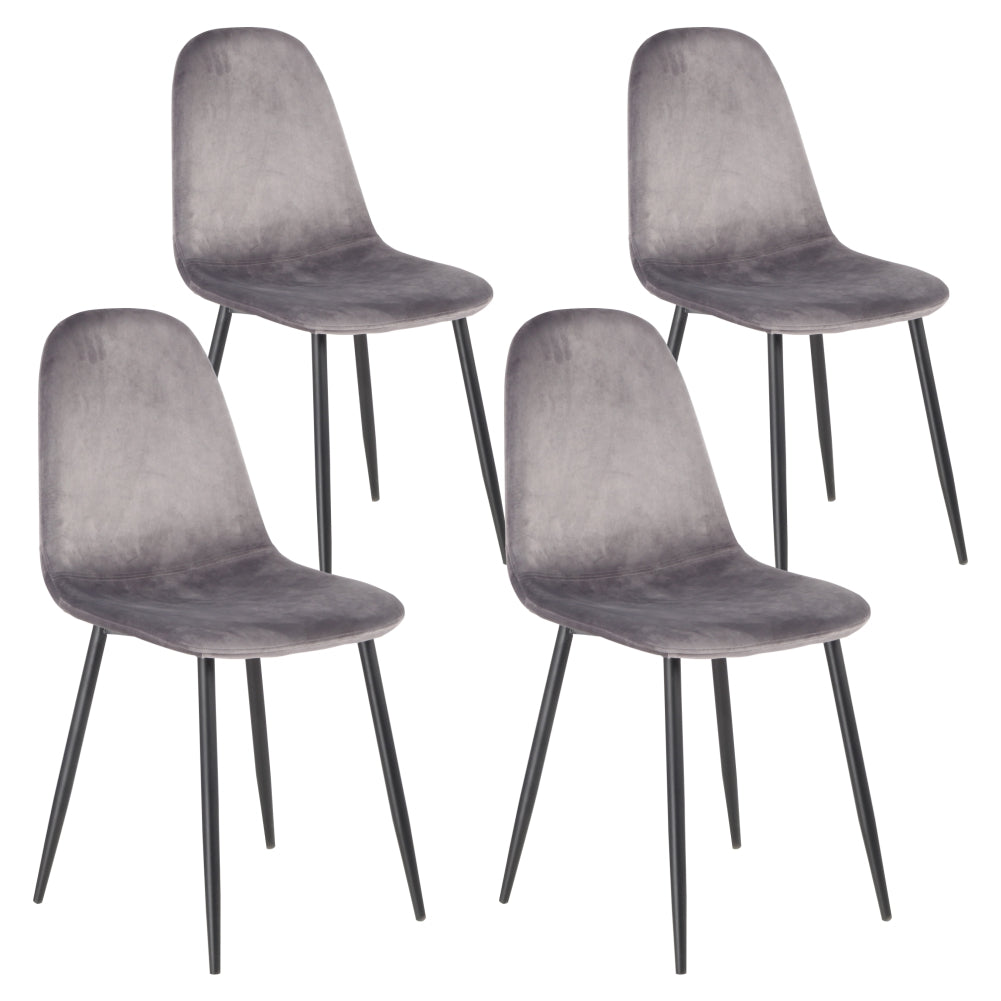 Sedia Poltroncina in Velluto Set 4pz Sedie per Sala da Pranzo Ristorante Grigio