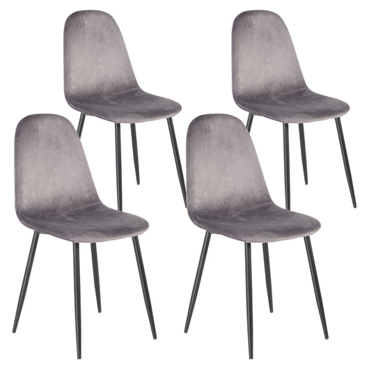Sedia Poltroncina in Velluto Set 4pz Sedie per Sala da Pranzo Ristorante Grigio