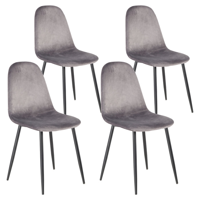 Sedia Poltroncina in Velluto Set 4pz Sedie per Sala da Pranzo Ristorante Grigio