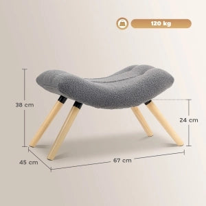 PUFF Imbottito 67 x 45 x 38 cm Grigio scuro in poliestere