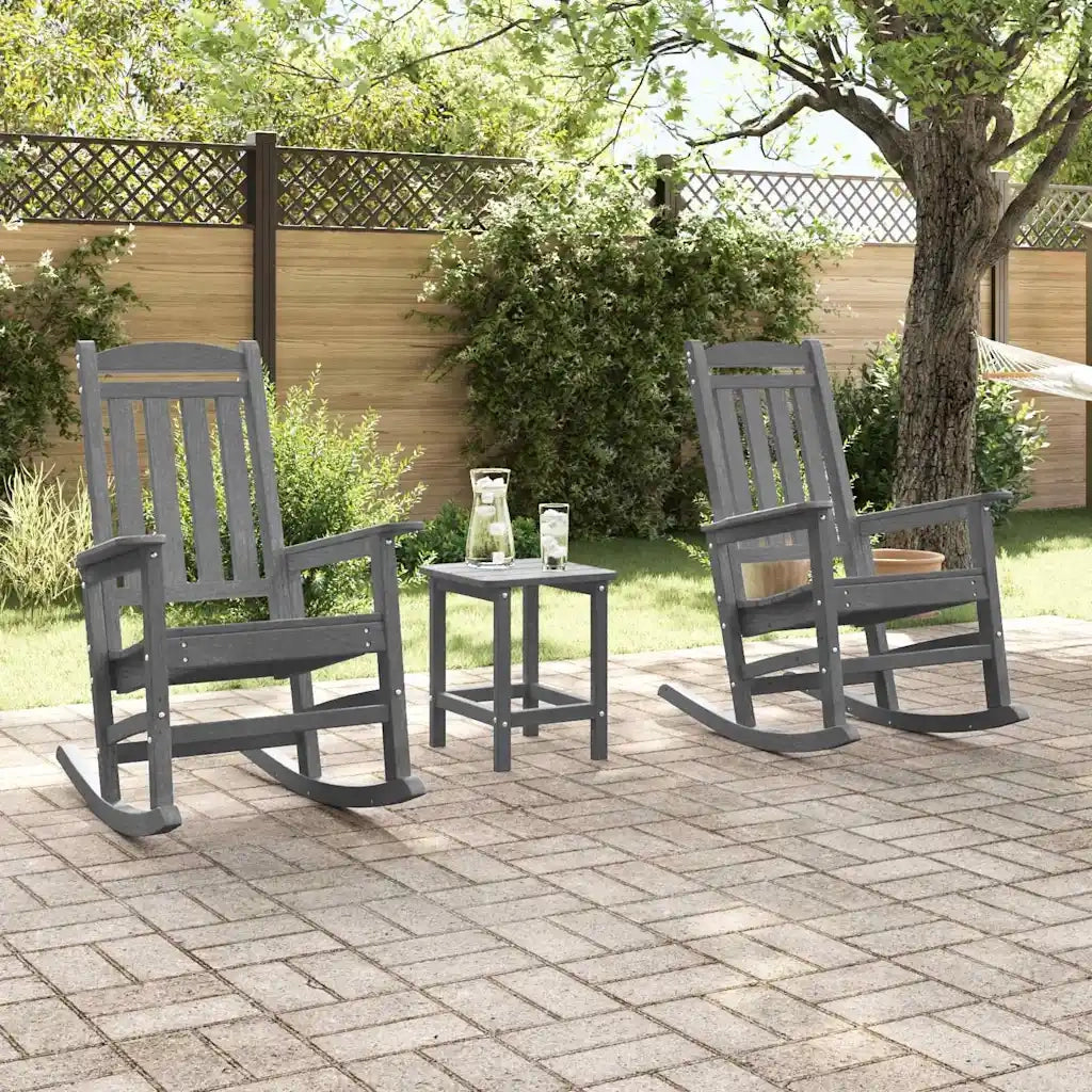 Sedia a dondolo 3 pcs Grigio chiaro Polietilene 3335817