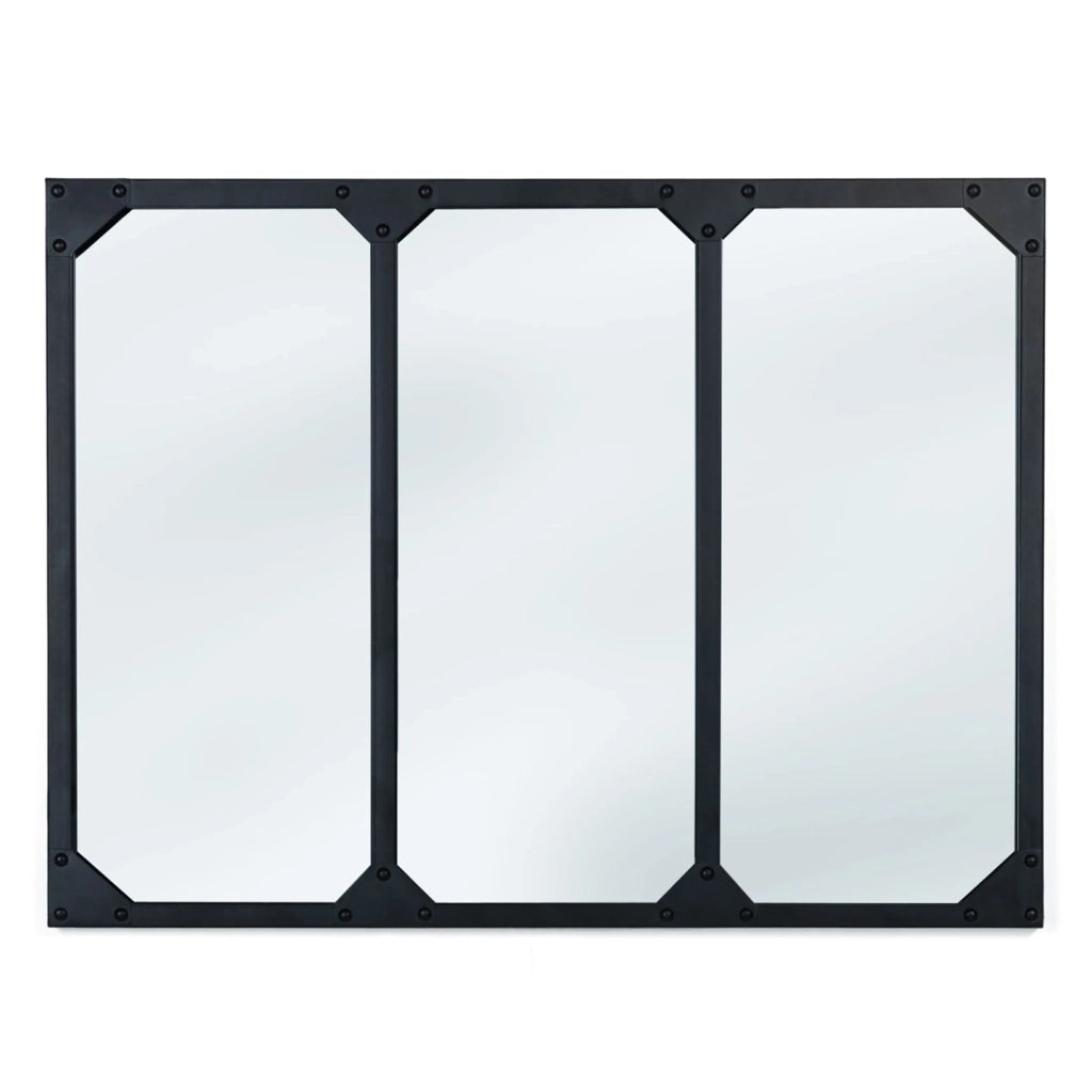 IDMarket - Specchio in vetro a 3 strisce di design industriale 80x60 cm