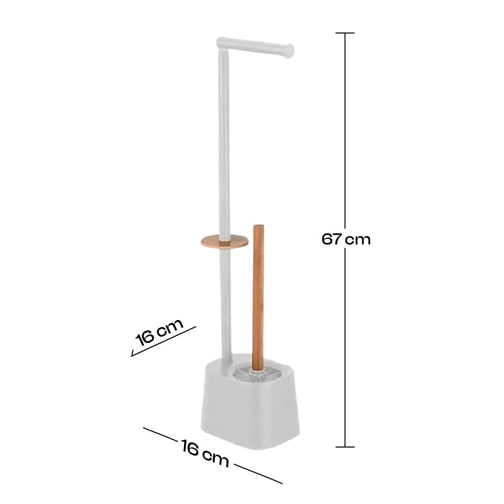Piantana Bagno 2 braccia + Piantana Porta Scopino e Carta Bianco e Legno Bambù