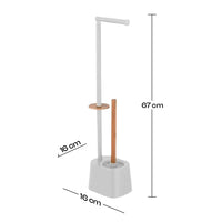 Piantana Bagno 2 braccia + Piantana Porta Scopino e Carta Bianco e Legno Bambù