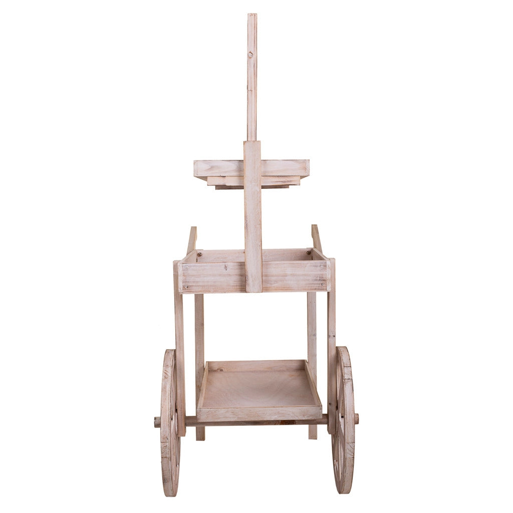 Carrello espositivo in legno bianco 95x51x128h