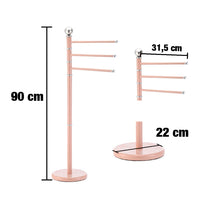 Piantana Bagno Porta Asciugamani Acciaio Smaltato Base Decorata 3Braccia Rosa